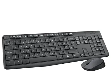 Logitech MK235 Wireless Keyboard and Mouse Set for Windows, 2.4 GHz Wireless Unifying USB Receiver, 15 FN Keys, Long Battery Life, Compatible with PC, Laptop - Graphite Grey