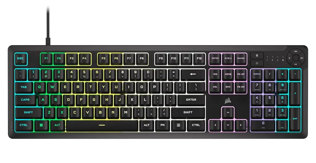 Corsair K55 CORE RGB Gaming Keyboard,Dynamic RGB Backlit Keys,Dust & Spill-Resistant,Six Customizable Macro Keys,Elgato Stream Deck Software Integration,Dedicated Media Keys