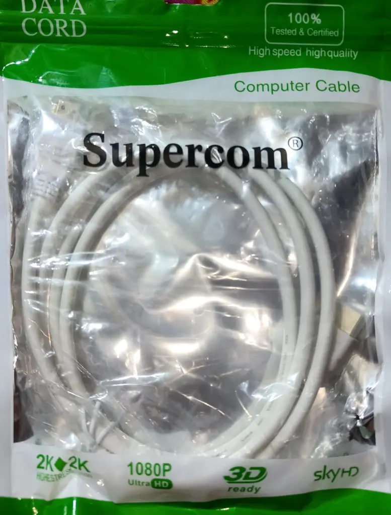Supercom HDMI Cable (White) 2K High-resolution,1080p ultra 1.4V HD For Set up Box, Laptop, Computer, Projector, HD TV, Lcd TV, Smart TV, Led tv 
