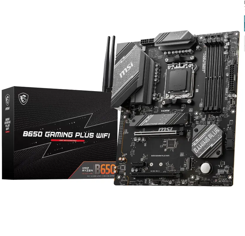 MSI B650 Gaming Plus WiFi Gaming Motherboard (AMD AM5, ATX, DDR5, PCIe 4.0, M.2, SATA 6Gb/s, USB 3.2 Gen 2, HDMI/DP, Wi-Fi 6E, Bluetooth 5.3, AMD Ryzen 7000 Series Desktop Processors)