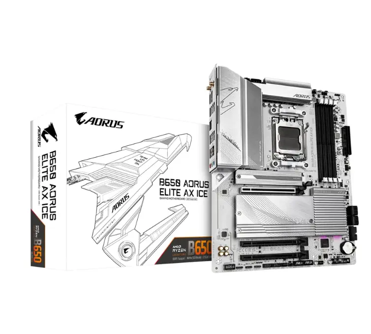 GIGABYTE B650 A Elite AX ICE Motherboard | AMD B650 | ATX | DDR5 | PCIe 5.0 | Wi-Fi 6E | White Edition | 2.5GbE LAN