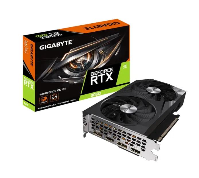 GIGABYTE NVIDIA GeForce RTX 3060 WINDFORCE OC 12GB GDDR6 pci_e_x16 Graphics Card (GV-N3060WF2OC-12GD)