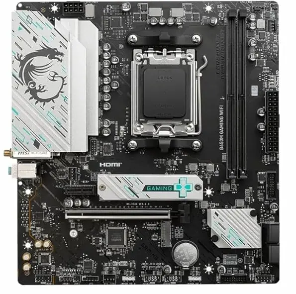 MSI B650M Gaming WiFi Motherboard, mATX - Supports AMD Ryzen 7000 Series Processors, AM5 - DDR5 Memory Boost 7800+ MHz/OC, PCIe 4.0 x16, M.2 Gen4, Wi-Fi 6E
